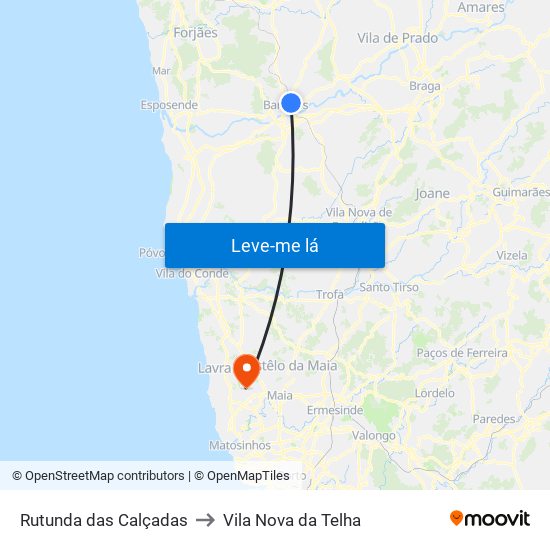 Rutunda das Calçadas to Vila Nova da Telha map