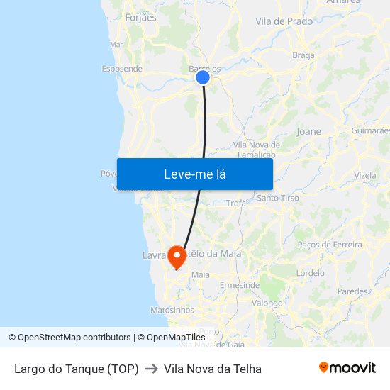 Largo do Tanque (TOP) to Vila Nova da Telha map