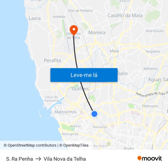 S. Ra Penha to Vila Nova da Telha map