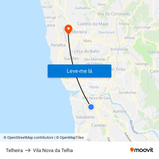Telheira to Vila Nova da Telha map