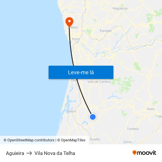 Aguieira to Vila Nova da Telha map