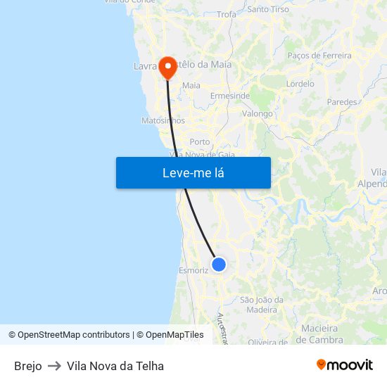 Brejo to Vila Nova da Telha map