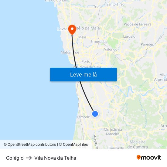 Colégio to Vila Nova da Telha map