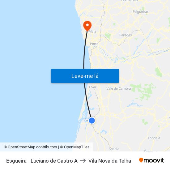 Esgueira - Luciano de Castro A to Vila Nova da Telha map