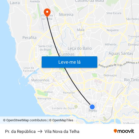 Pr. da República to Vila Nova da Telha map