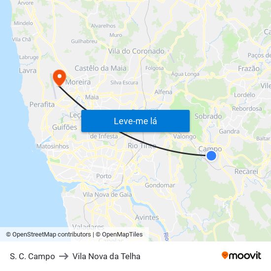 S.C.Campo to Vila Nova da Telha map