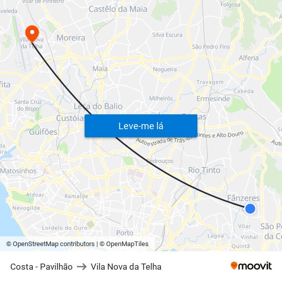 Costa - Pavilhão to Vila Nova da Telha map