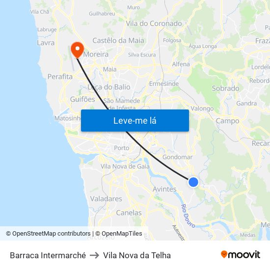 Barraca Intermarché to Vila Nova da Telha map