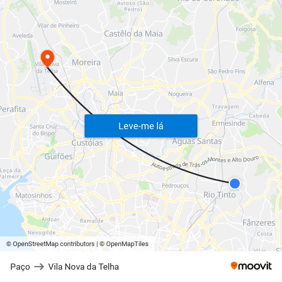 Paço to Vila Nova da Telha map