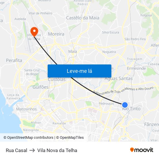Rua Casal to Vila Nova da Telha map