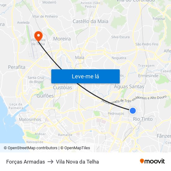 Forças Armadas to Vila Nova da Telha map