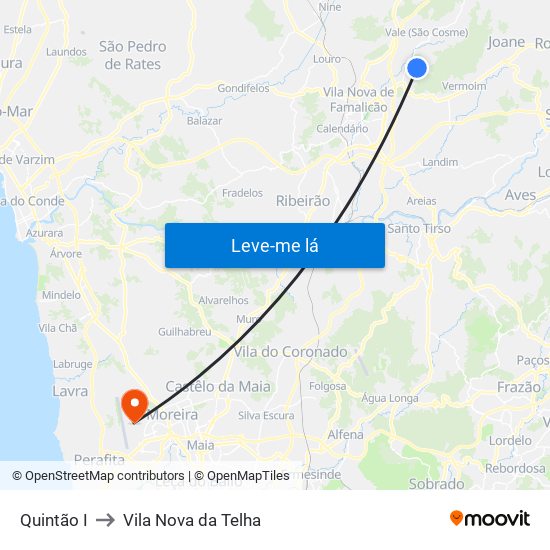Quintão I to Vila Nova da Telha map