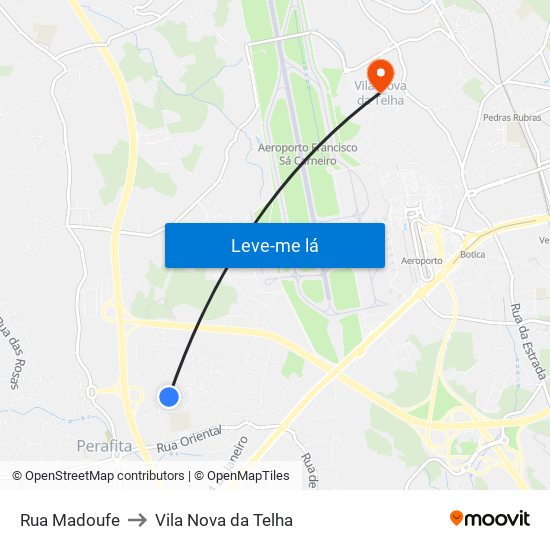 Rua Madoufe to Vila Nova da Telha map