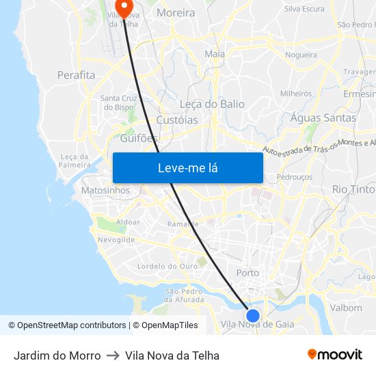 Jardim do Morro to Vila Nova da Telha map