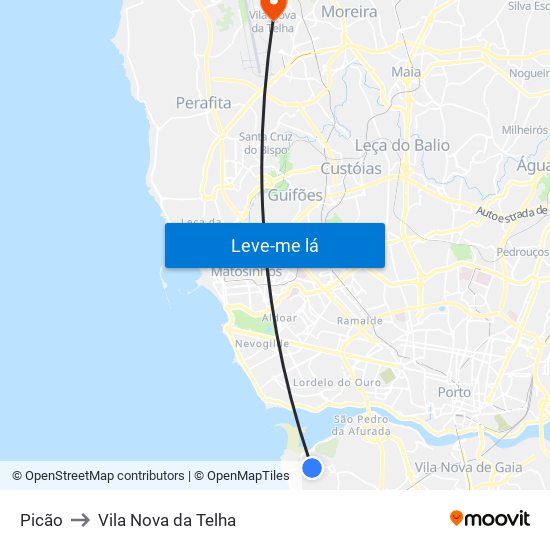 Picão to Vila Nova da Telha map