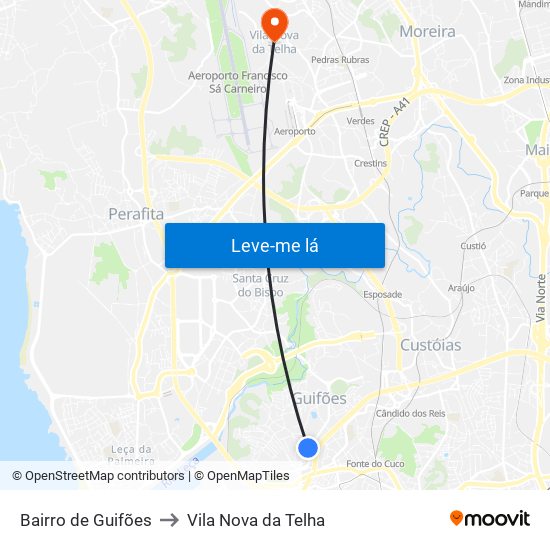 Bairro de Guifões to Vila Nova da Telha map