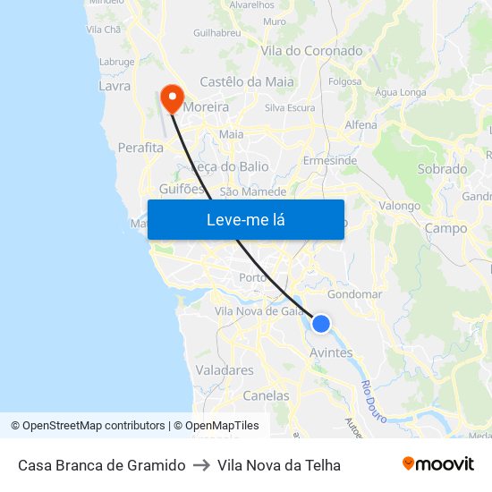 Casa Branca de Gramido to Vila Nova da Telha map