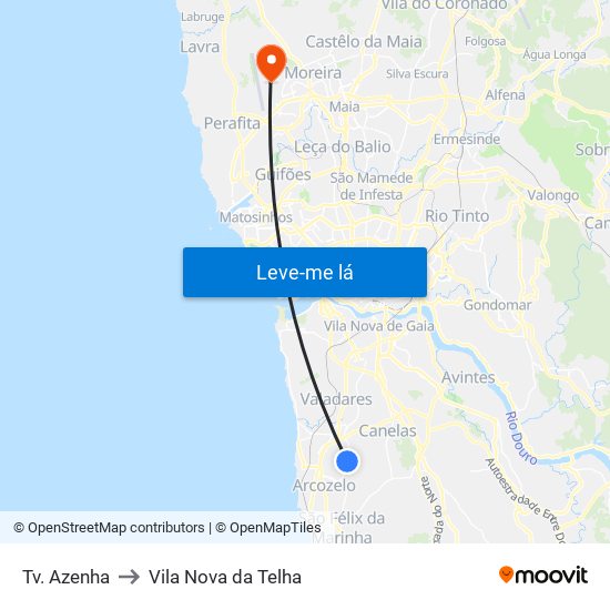 Tv. Azenha to Vila Nova da Telha map