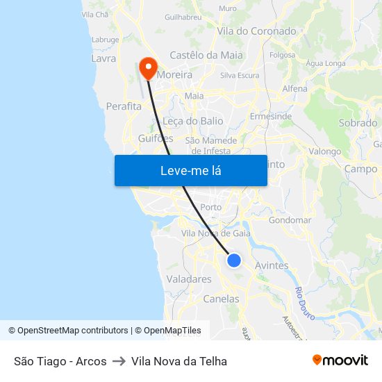 São Tiago - Arcos to Vila Nova da Telha map