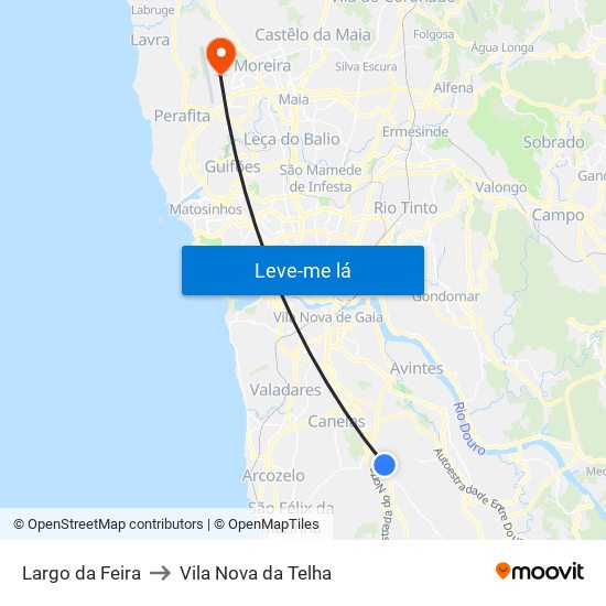 Largo da Feira to Vila Nova da Telha map
