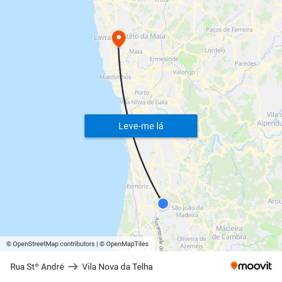 Rua Stº André to Vila Nova da Telha map