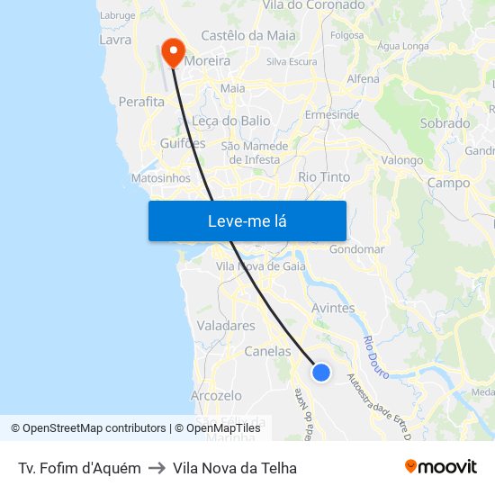 Tv. Fofim d'Aquém to Vila Nova da Telha map