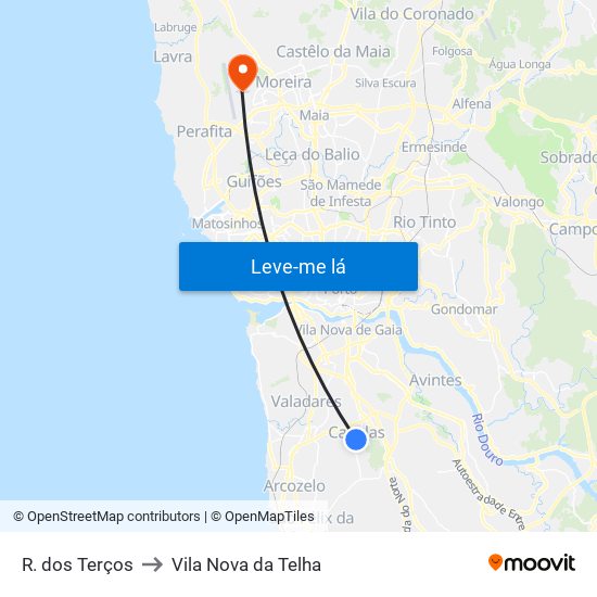 R. dos Terços to Vila Nova da Telha map
