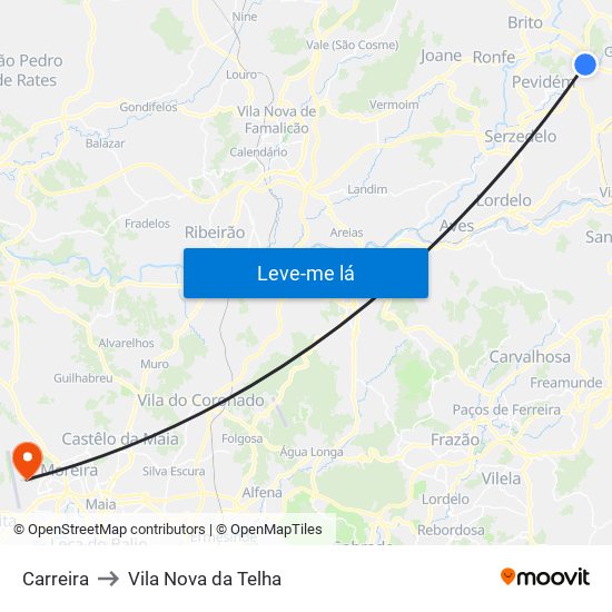 Carreira to Vila Nova da Telha map