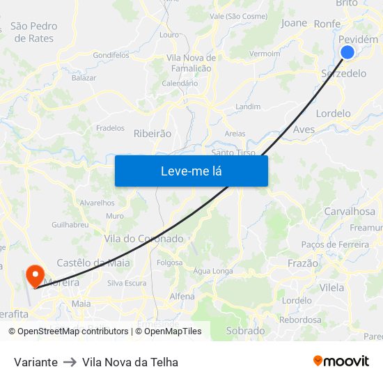 Variante to Vila Nova da Telha map