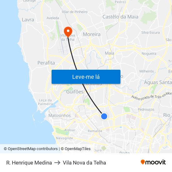 R. Henrique Medina to Vila Nova da Telha map