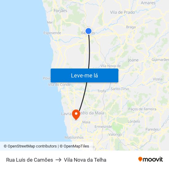 Rua Luís de Camões to Vila Nova da Telha map