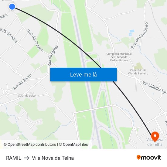 RAMIL to Vila Nova da Telha map