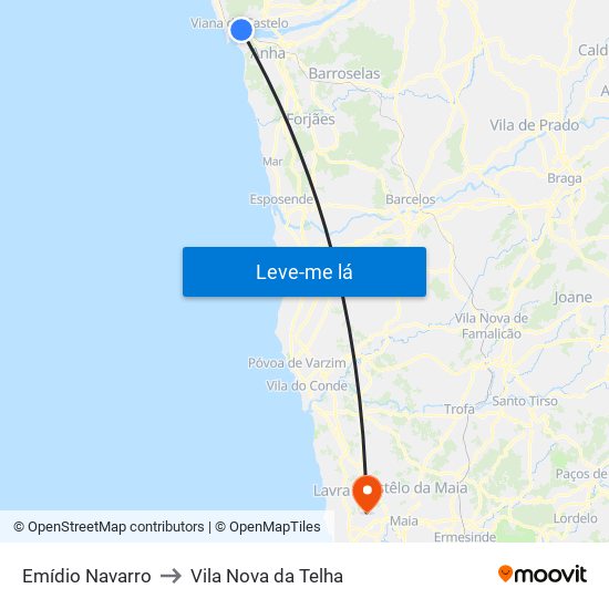 Emídio Navarro to Vila Nova da Telha map