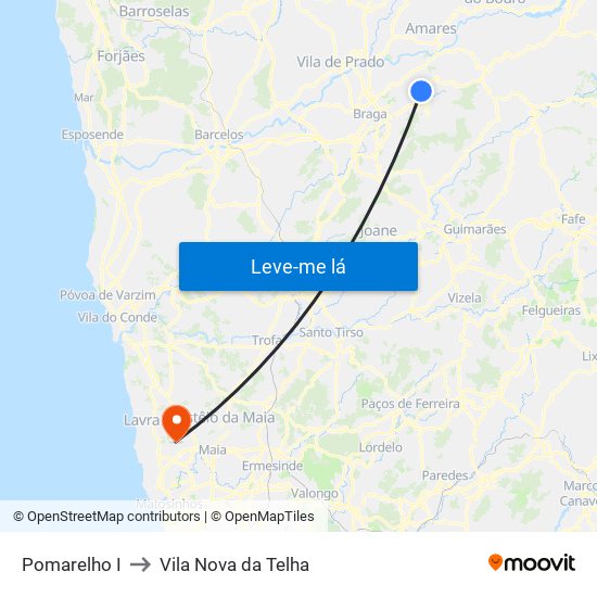 Pomarelho I to Vila Nova da Telha map