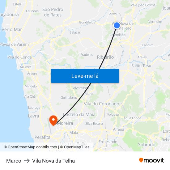 Marco to Vila Nova da Telha map