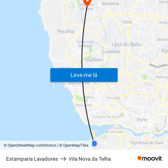 Estamparia Lavadores to Vila Nova da Telha map
