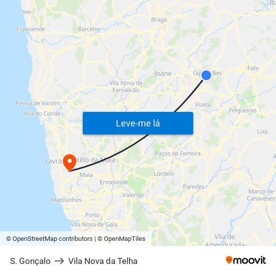 S. Gonçalo to Vila Nova da Telha map