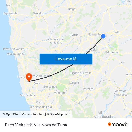 Paço Vieira to Vila Nova da Telha map