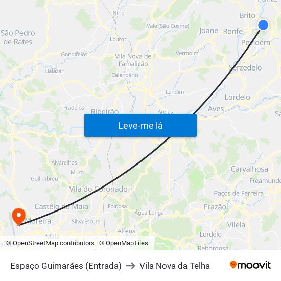 Espaço Guimarães (Entrada) to Vila Nova da Telha map