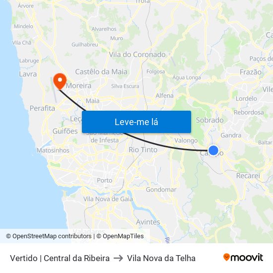 Vertido | Central da Ribeira to Vila Nova da Telha map