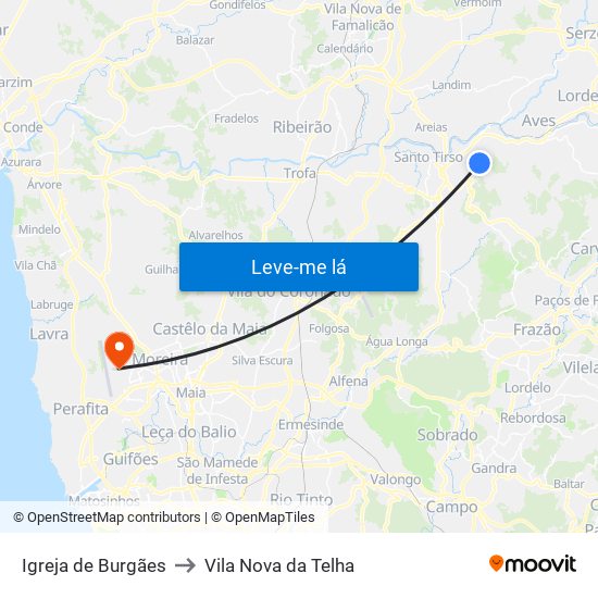 Igreja de Burgães to Vila Nova da Telha map