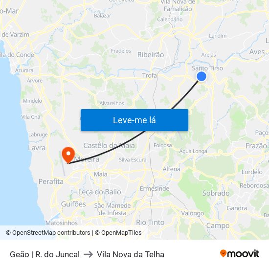 Geão | R. do Juncal to Vila Nova da Telha map