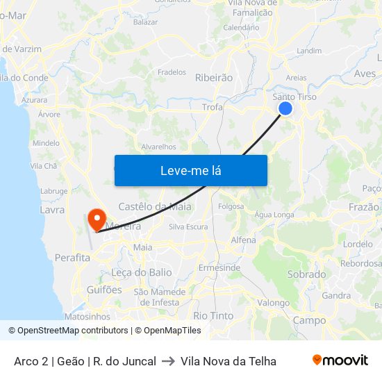 Arco 2 | Geão | R. do Juncal to Vila Nova da Telha map