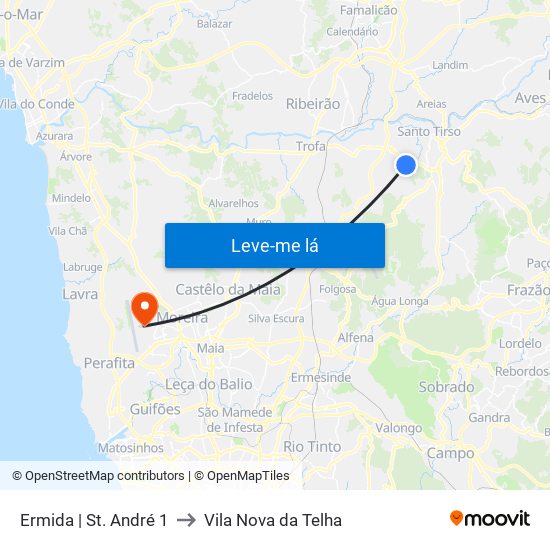Ermida | St. André 1 to Vila Nova da Telha map