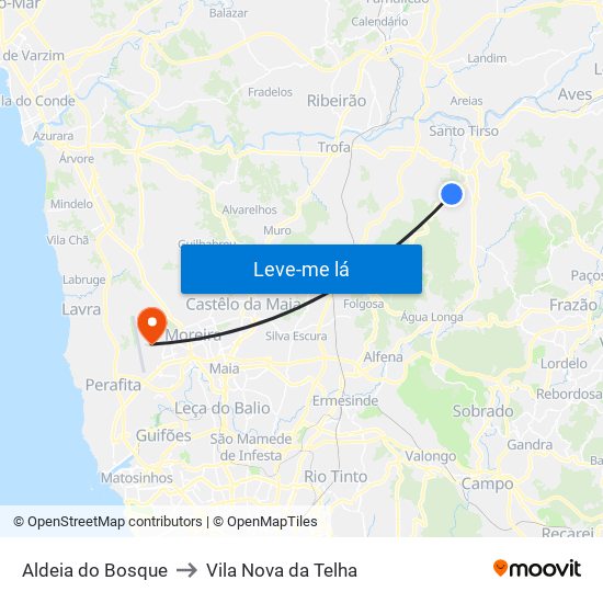 Aldeia do Bosque to Vila Nova da Telha map