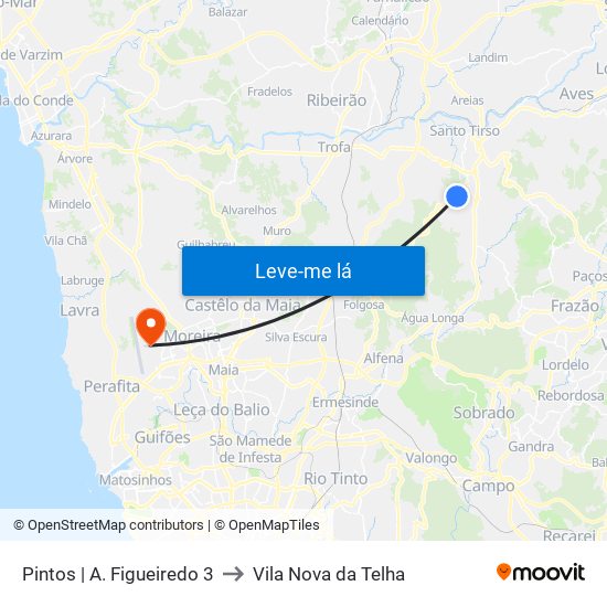 Pintos | A. Figueiredo 3 to Vila Nova da Telha map