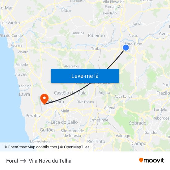 Foral to Vila Nova da Telha map