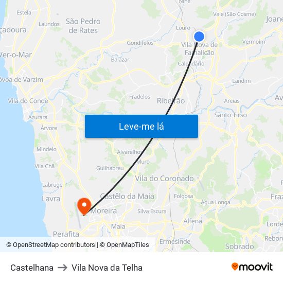 Castelhana to Vila Nova da Telha map