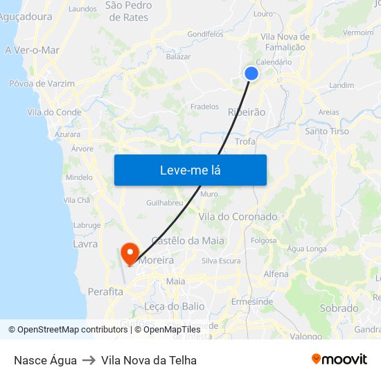 Nasce Água to Vila Nova da Telha map