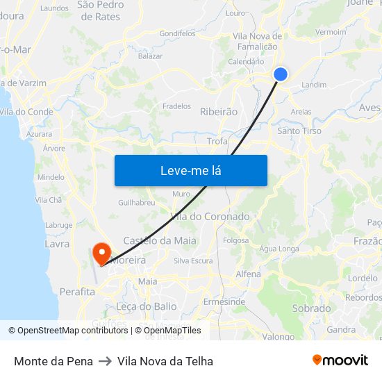 Monte da Pena to Vila Nova da Telha map